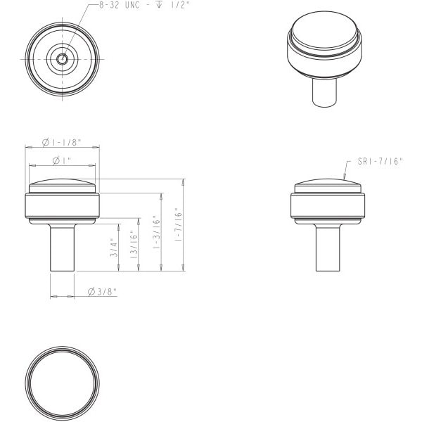 1-1/8 Diameter Polished Nickel Hayworth Cabinet Knob